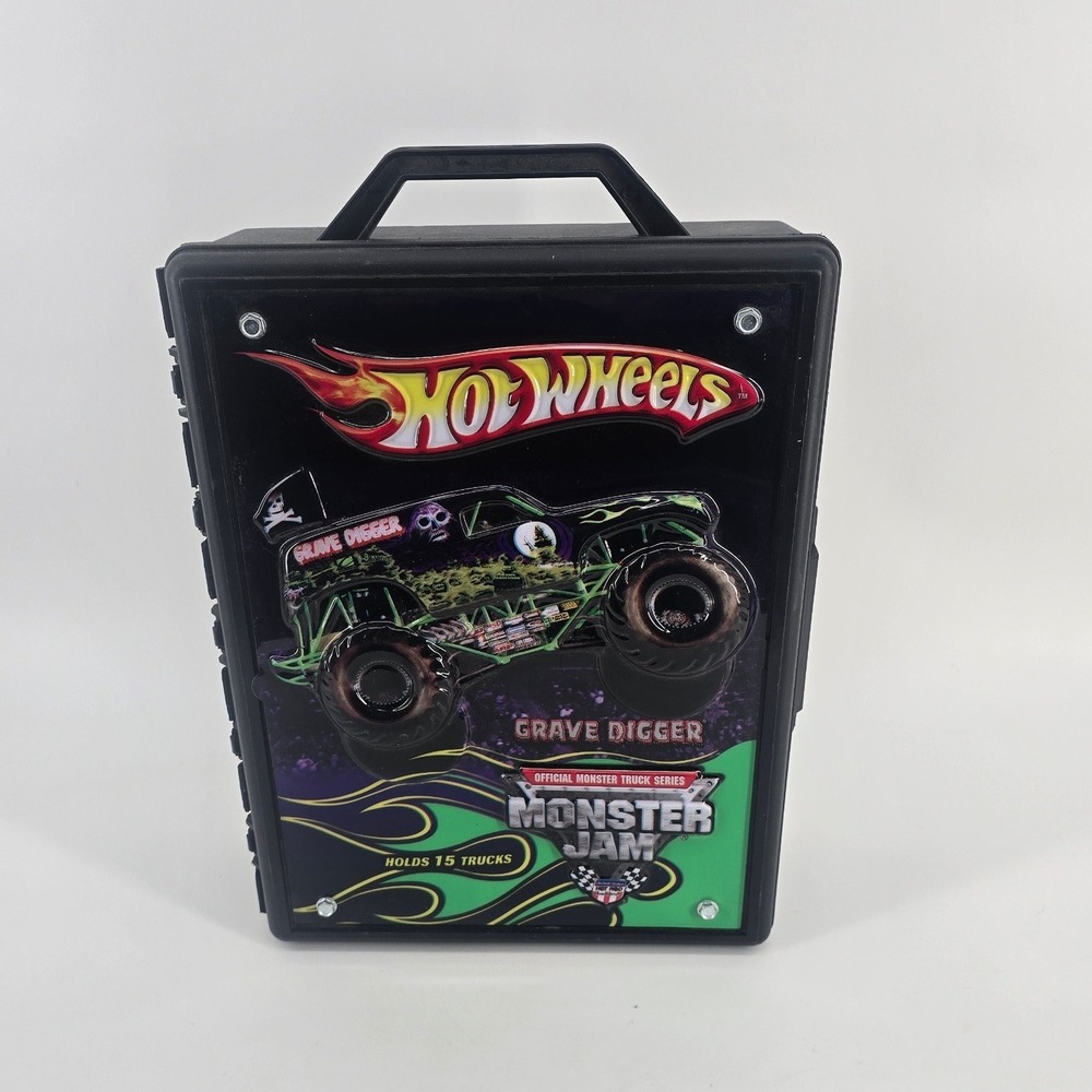 Hot Wheels Monster Jam Grave Digger Case Holds 15 Trucks Black 3D Graphic
